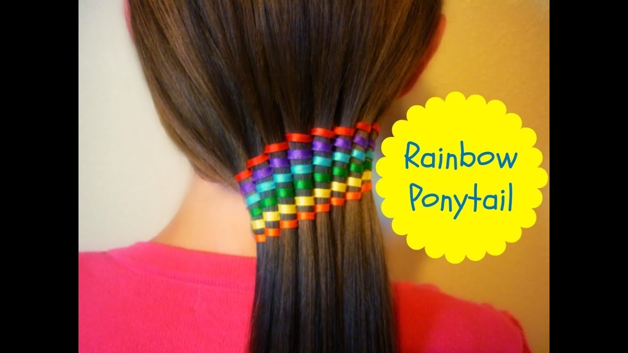 Waterfall Ribbon Twist Rainbow Ponytail, Summer Hairstyles