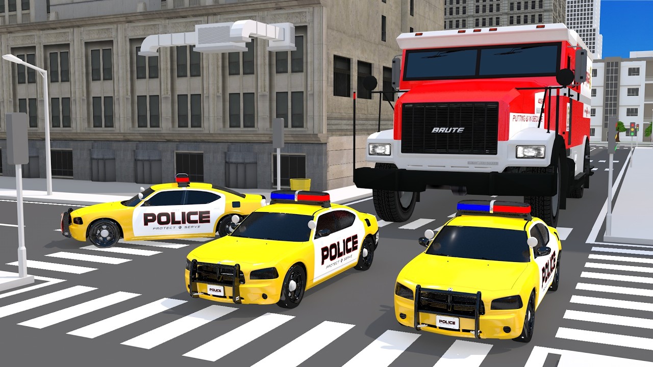 2 Hero Cars: McQueen and the Police Car Chased by Monster Truck on the Bridge – Dramatic Rescue!