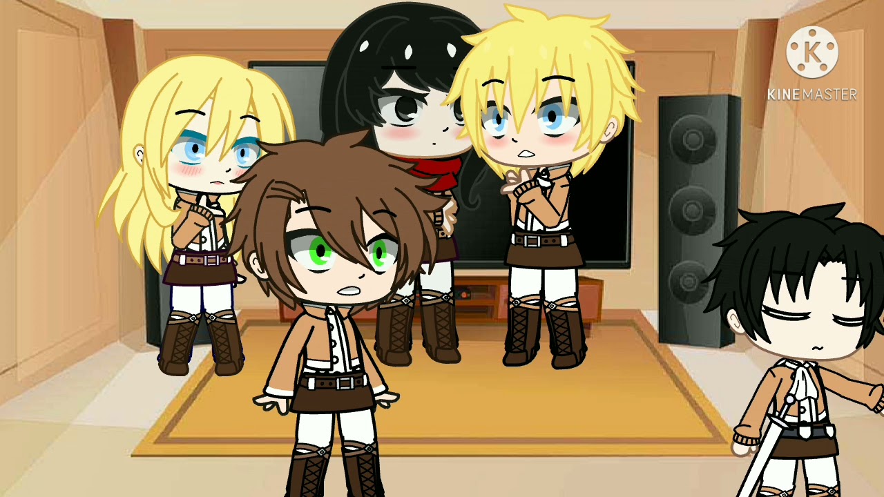 Aot react to ship eren x mikasa 1/5[Gacha club]