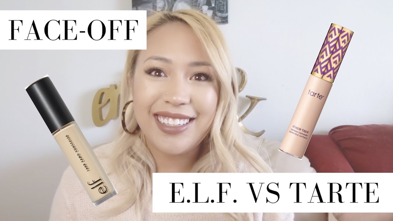 FACE-OFF REVIEW | Comparing e.l.f. 16hr  Camo Concealer vs. Tarte Shape Tape Concealer Dupe Test