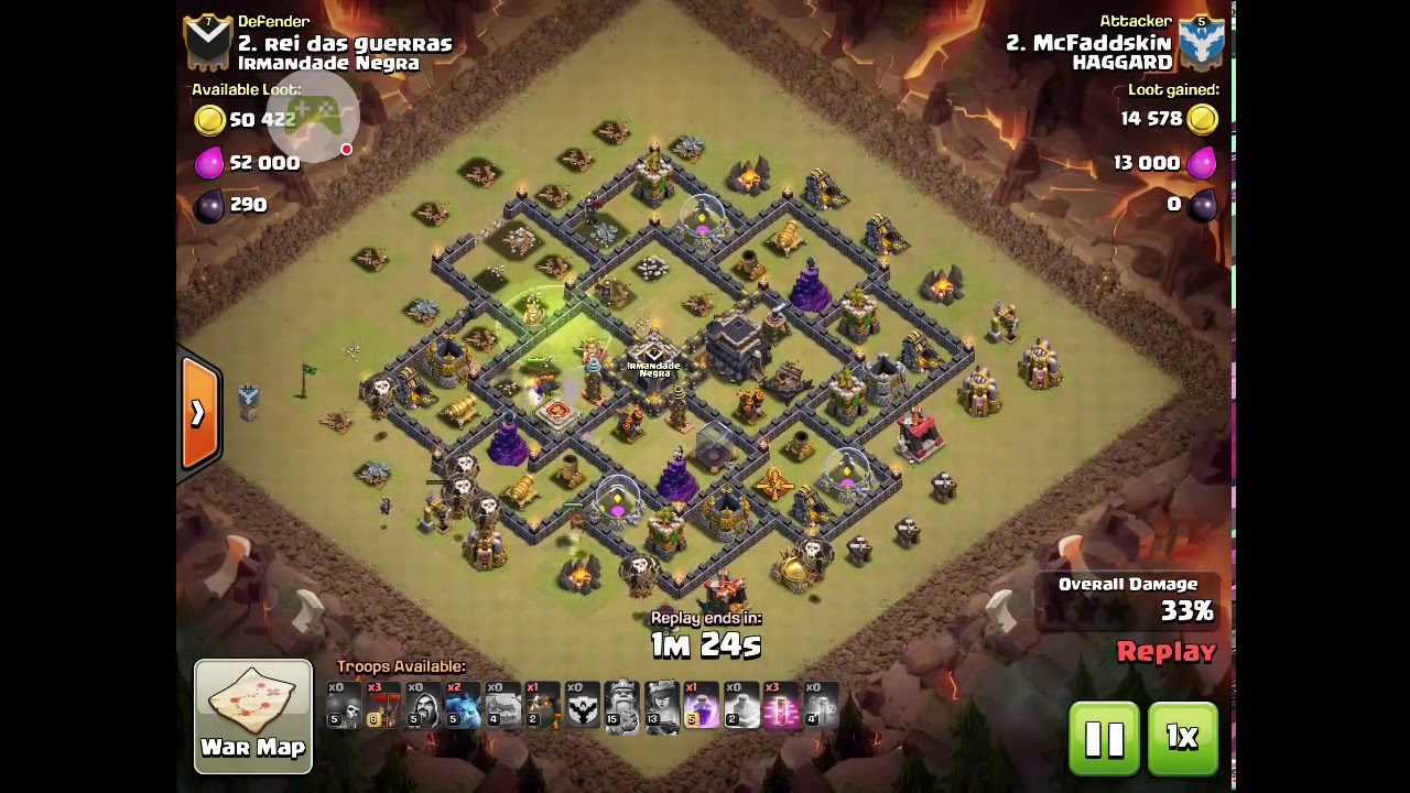 Clash of Clans - Clan War Attack - TH9 GoLaLoon 3 Star