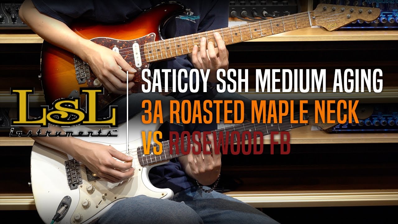 LSL Saticoy SSH Medium Aging 3A Roasted Birdseye Maple Neck VS Rosewood FB Review (No Talking)