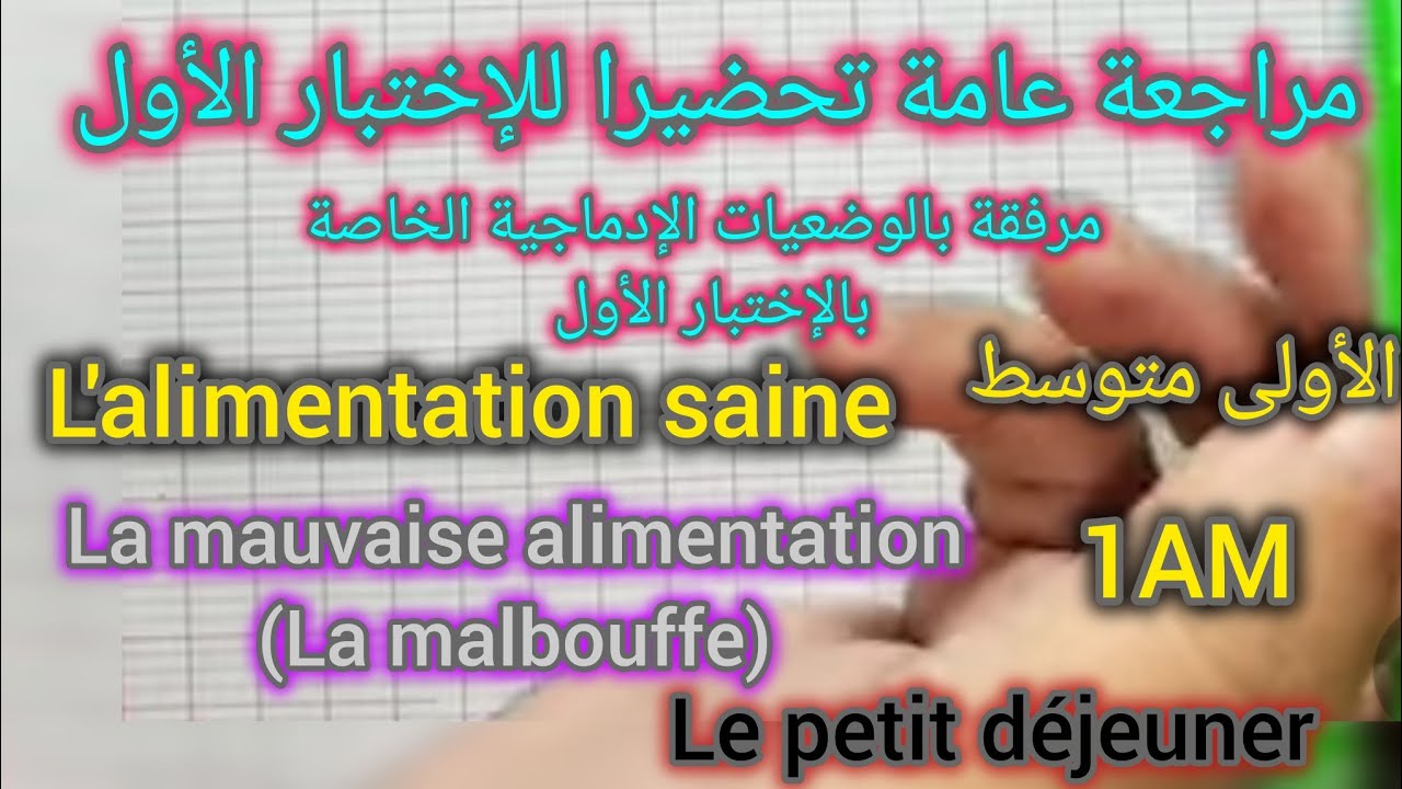 أولى متوسط/ مراجعة عامة ونماذج وضعيات ادماجية تحضيرا للإختبار 