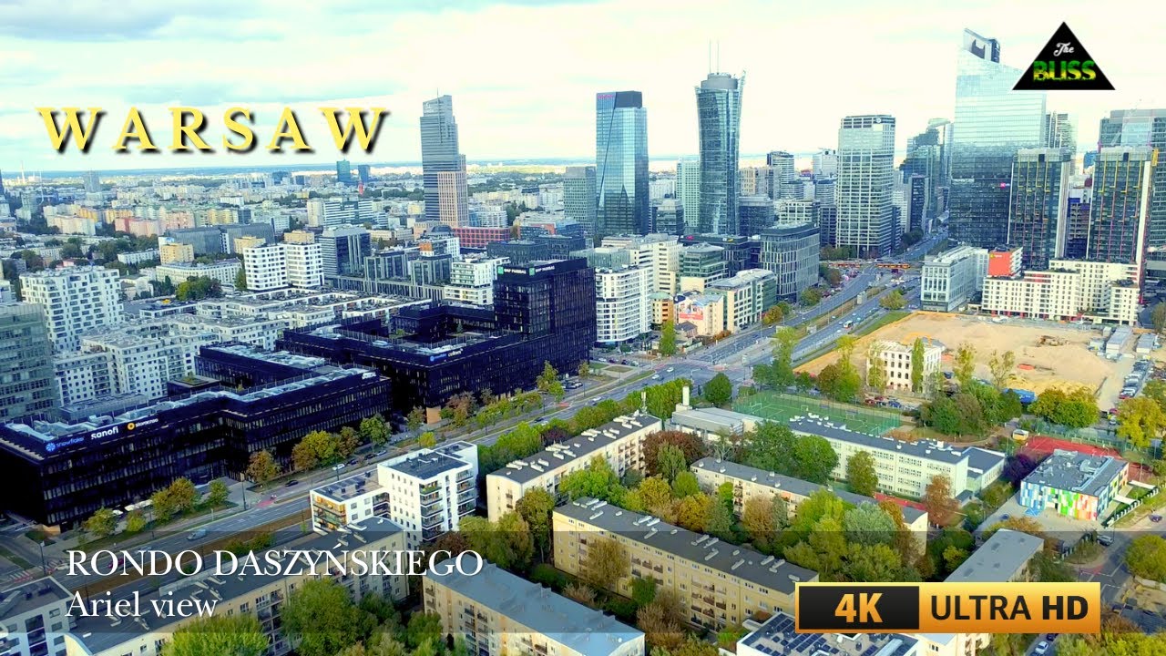 Rondo Daszyńskiego Aerial View | Warsaw Poland 4K Drone Shot | The Bliss