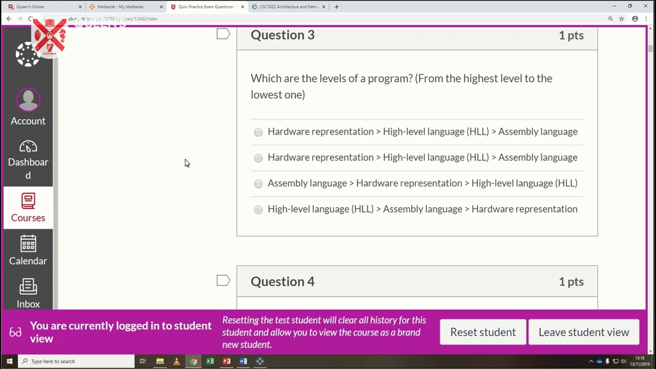 Computer Architecture, Practice Exam Questions Chapter 1, Fall 2019