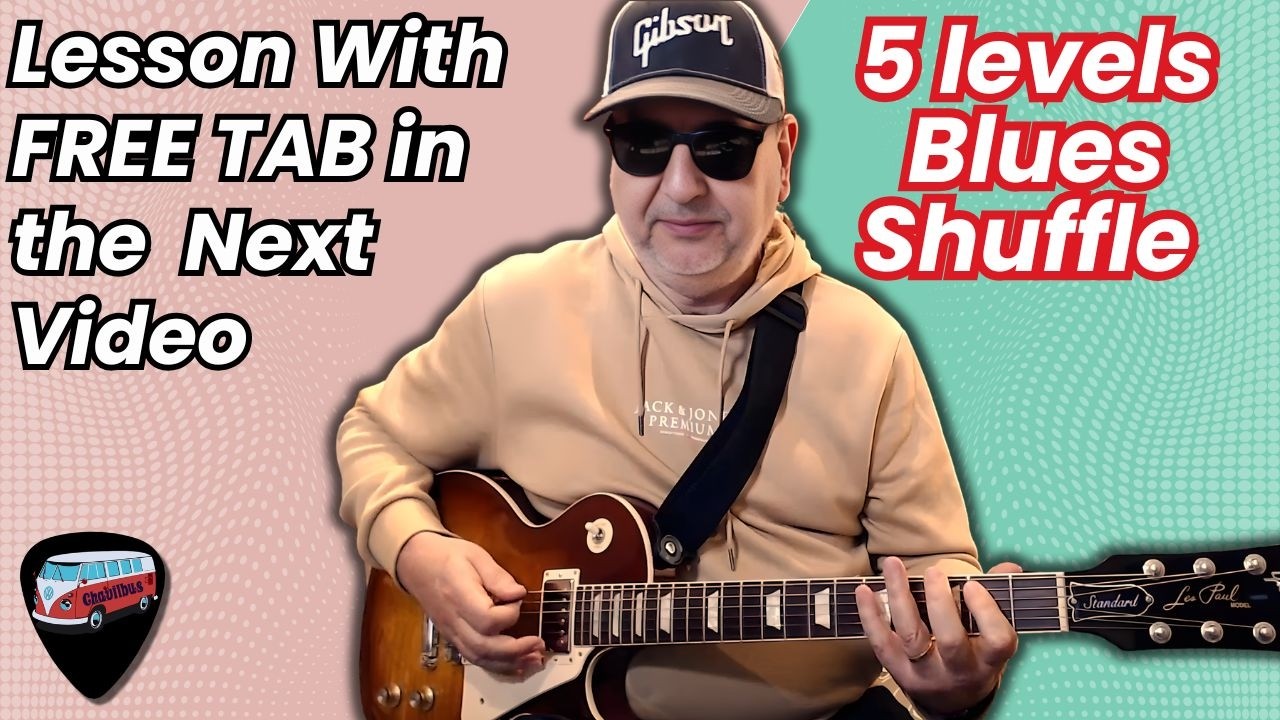 5 levels to play Blues shuffle  part 1- Lesson with Free Tab in the next video
