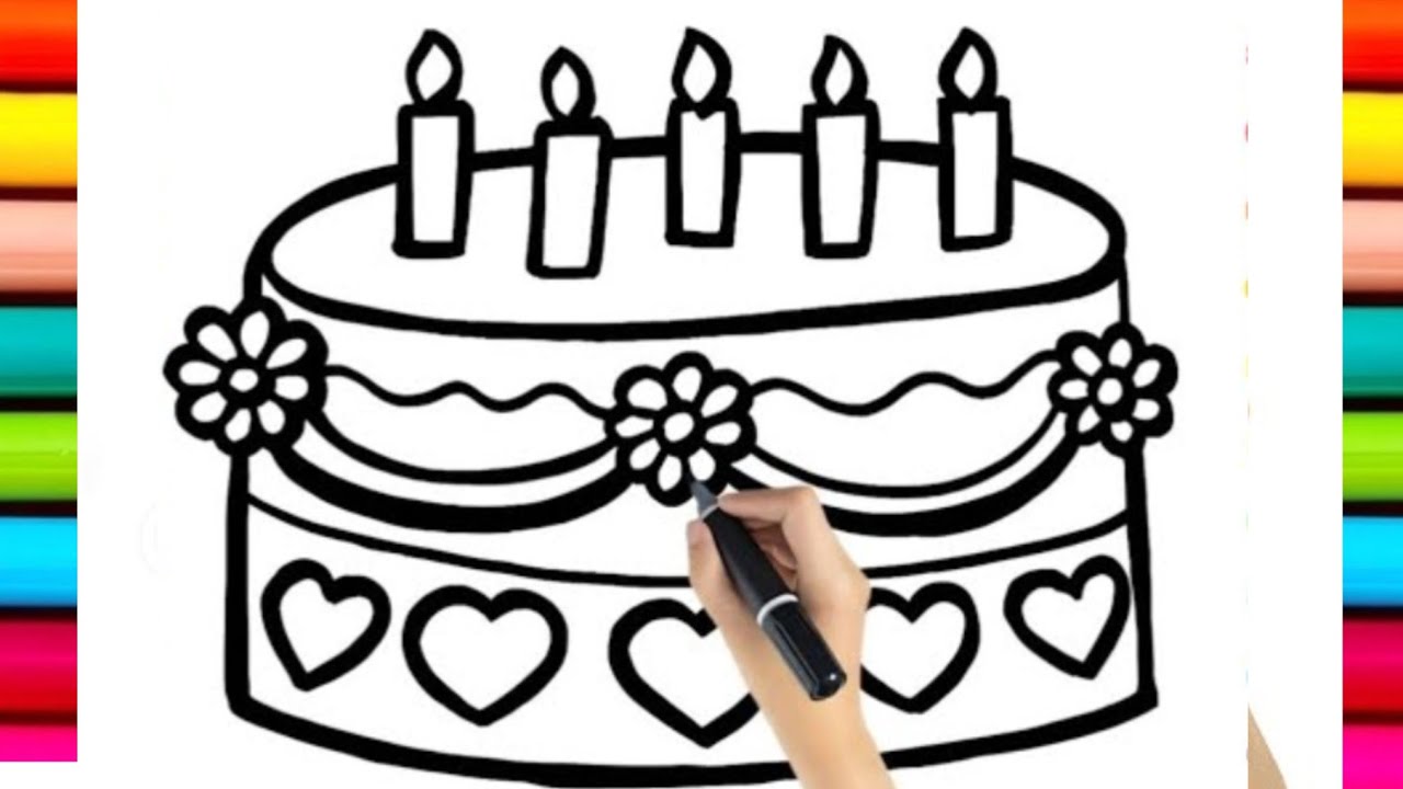 How to draw cute cake 🎂|| Drawing, Painting & Coloring For Kids and Toddlers_ Child Art 🎨#art #kids 