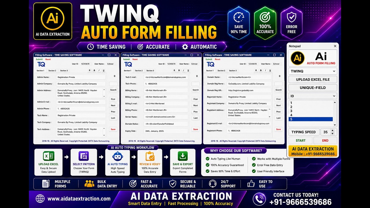 TWINQ Form Filling Software | Auto Typer Software Demo | AI Data Extraction