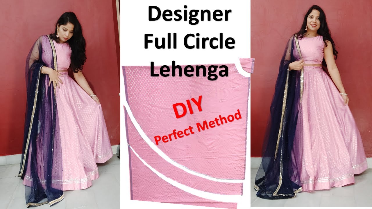 Full Circle Umbrella Lehenga/Skirt for Crop Top || Cutting Stitching, Perfect Method, Step by Step