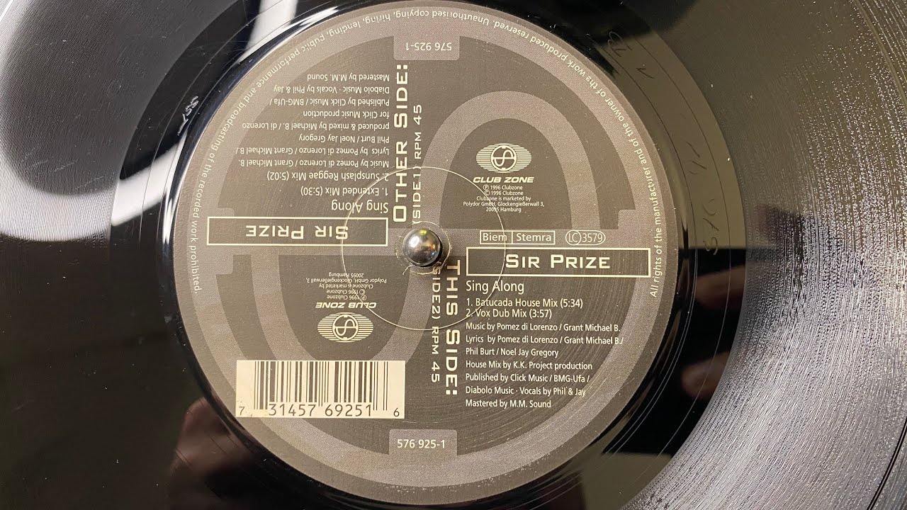 Sir Prize – Sing Along (Vox Dub) - Club Zone 1996