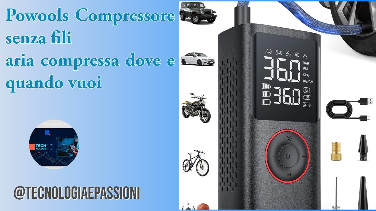 Powools  compressore portatile senza fili