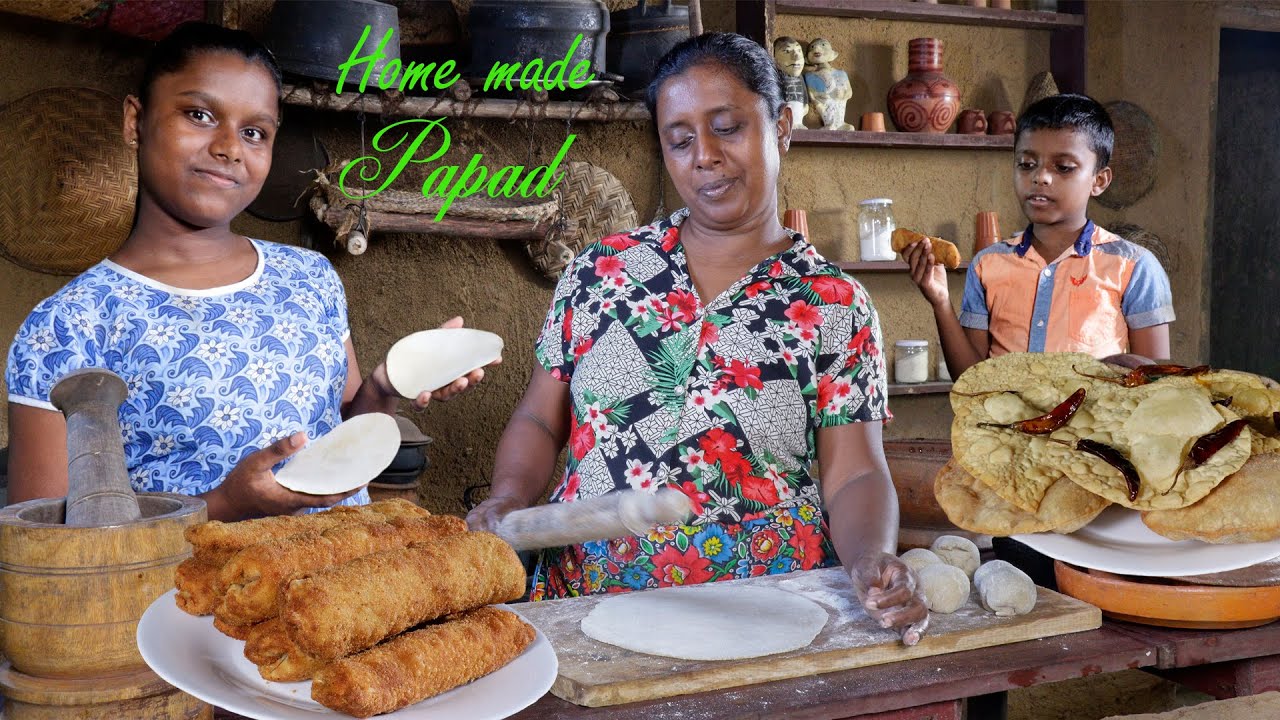 Home made papads / In this way, rolls can be made from pappadam. .village kitchen recipe