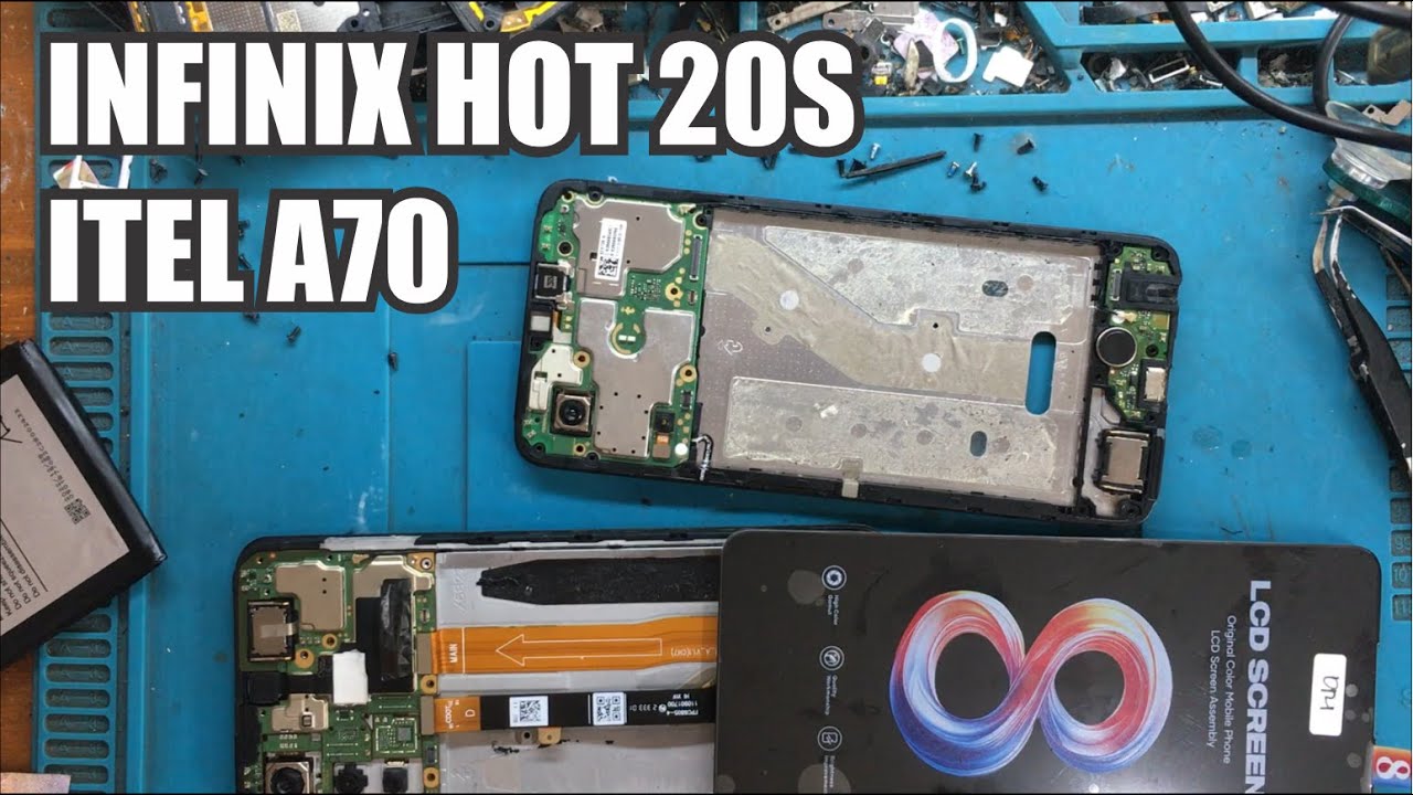 perbaikan display infinix hot 20s dan itel A70, device disassemble