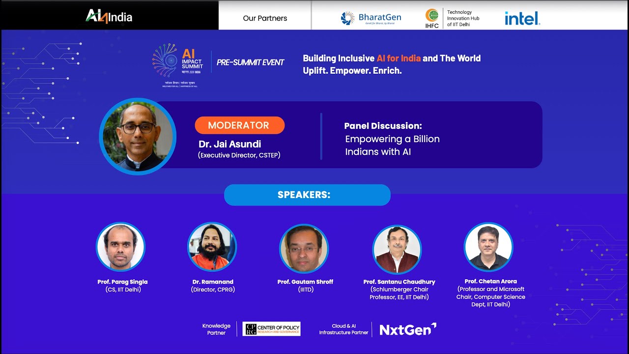Empowering A Billion Indians With AI - Panel Discussion at the AI4India Official Pre-Summit Event.