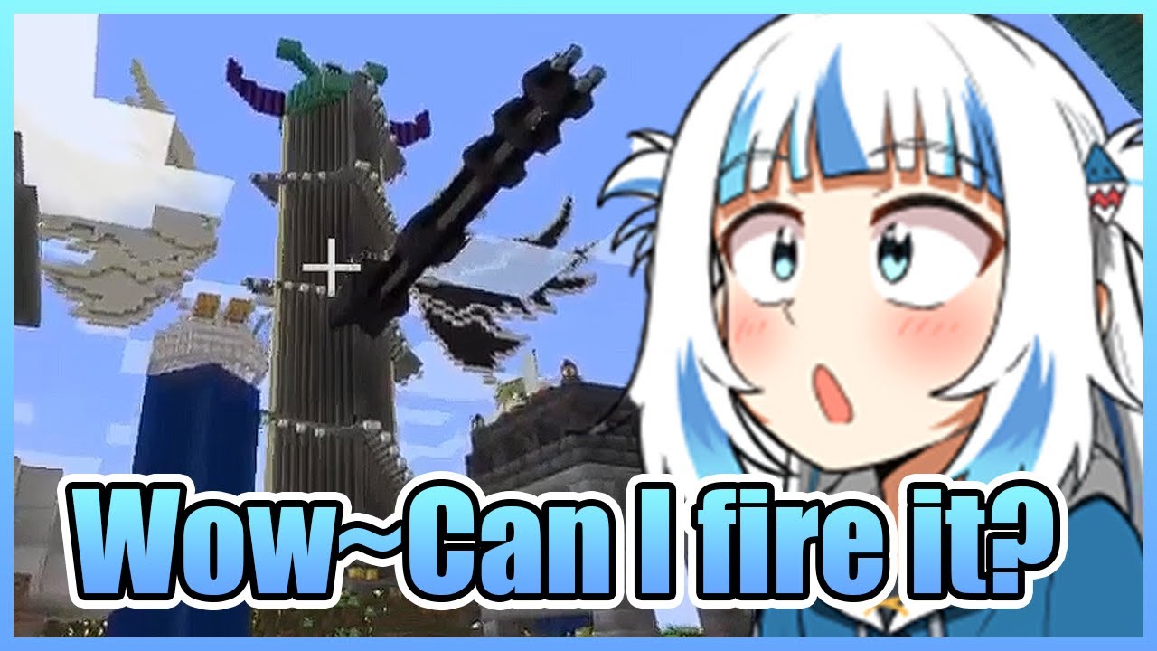 Gura Sees Pekora’s Enormous Gatling Gun for the First Time and Started Firing It!【Hololive】