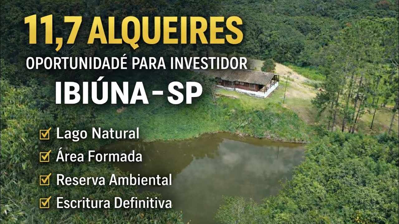 #342# SITIO COM 11,7 ALQUEIRES EM IBIÚNA |284.774.000M2  ÁREA RURAL DOCUMENTADA COM LAGO E EUCALIPTO