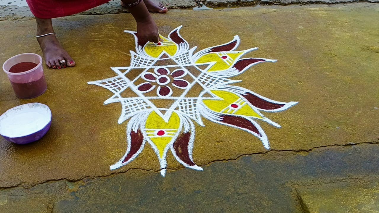 Thaipusam Festival Spl Vel kolam/Tuesday spl lotus kolam/Thaipusam Rangoli/@thenmozhirangolis8602
