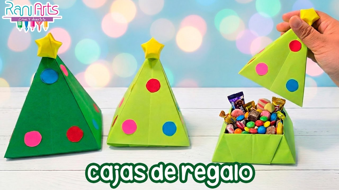 ORIGAMI Cajitas de regalo en forma de &aacute;rbol 🎄✨ DIY Christmas Tree Boxes