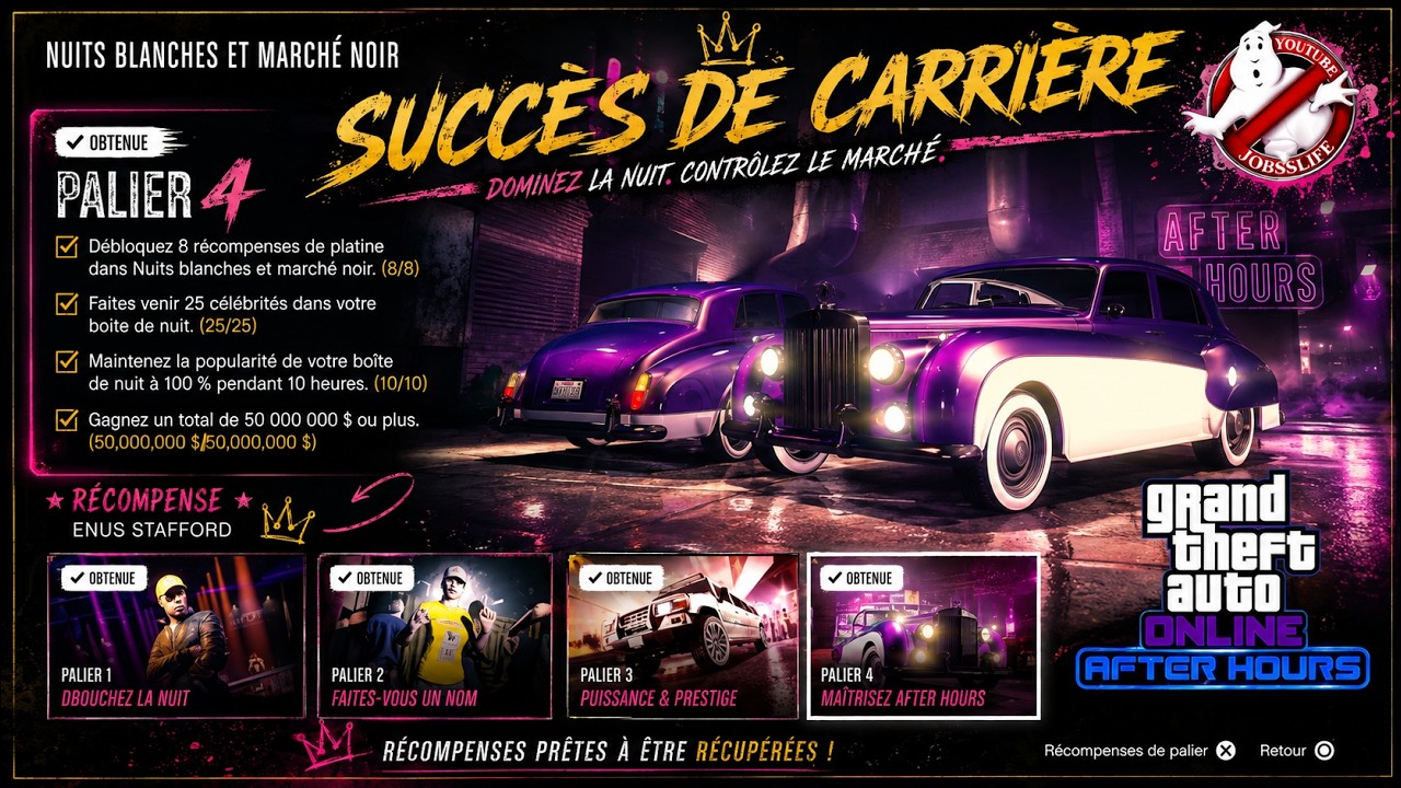 NUITS BLANCHES ET MARCHE NOIR - SUCCES CARRIERE PALIER 4 - GTA ONLINE