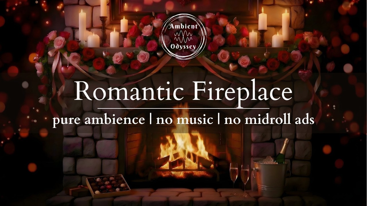 Romantic Fireplace Ambience 🔥 Cozy Date Night and Valentine's Day Background ❤️