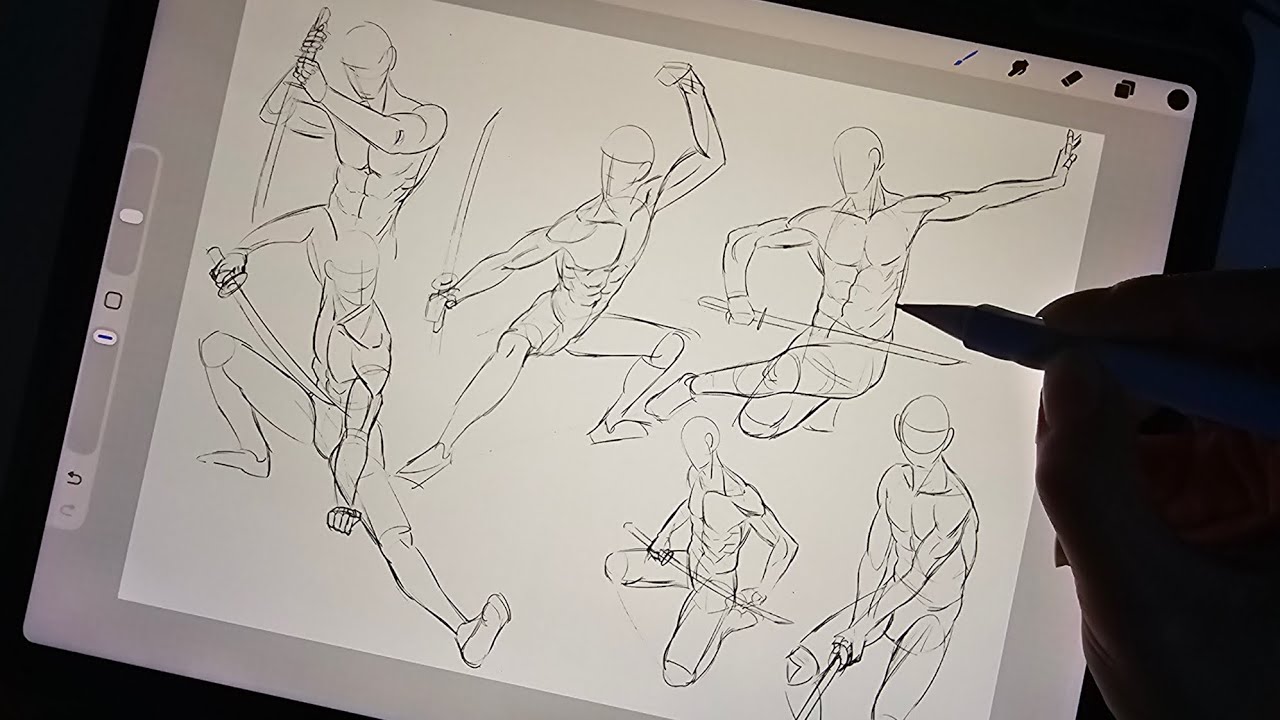 Daily drawing session ✏️ Anatomy study poses || Drawing sound 