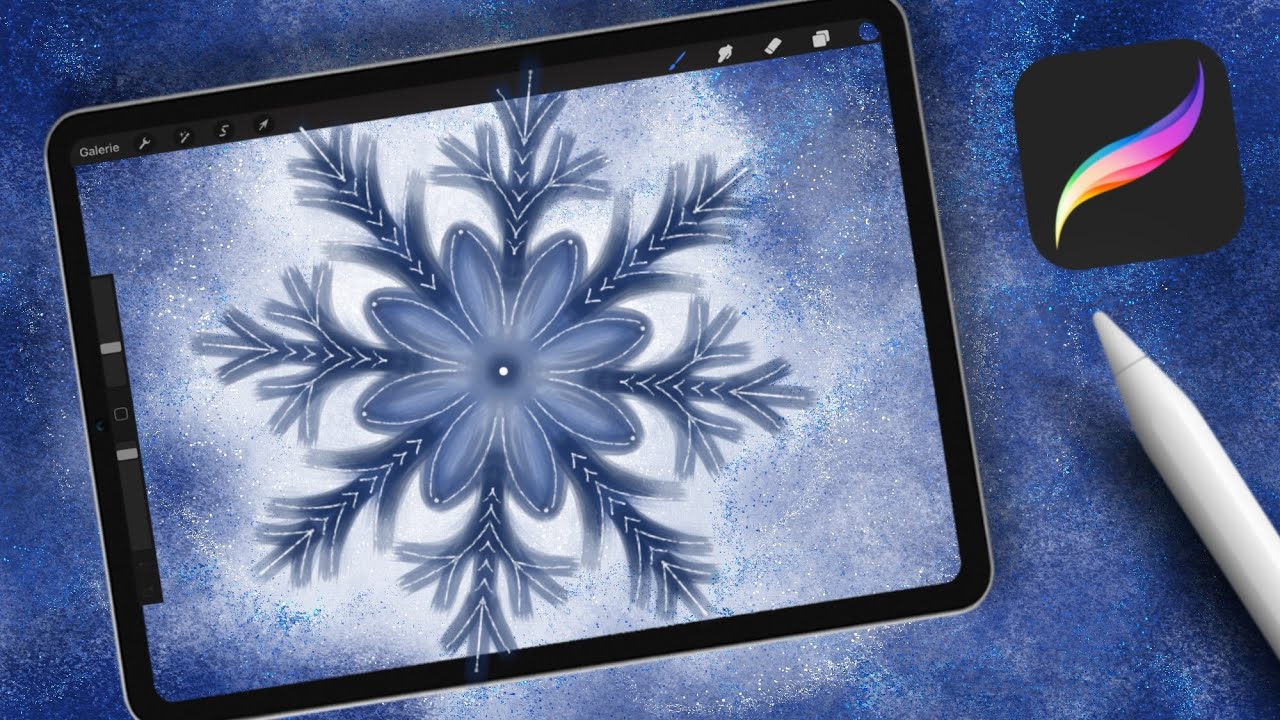 ❄️ Dessine ce flocon de neige pailleté avec moi sur Procreate | Tuto rapide