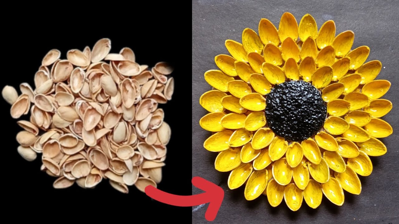 pista shell flower ideas.  unique flower using pista shell. #pistashellcraft #diy