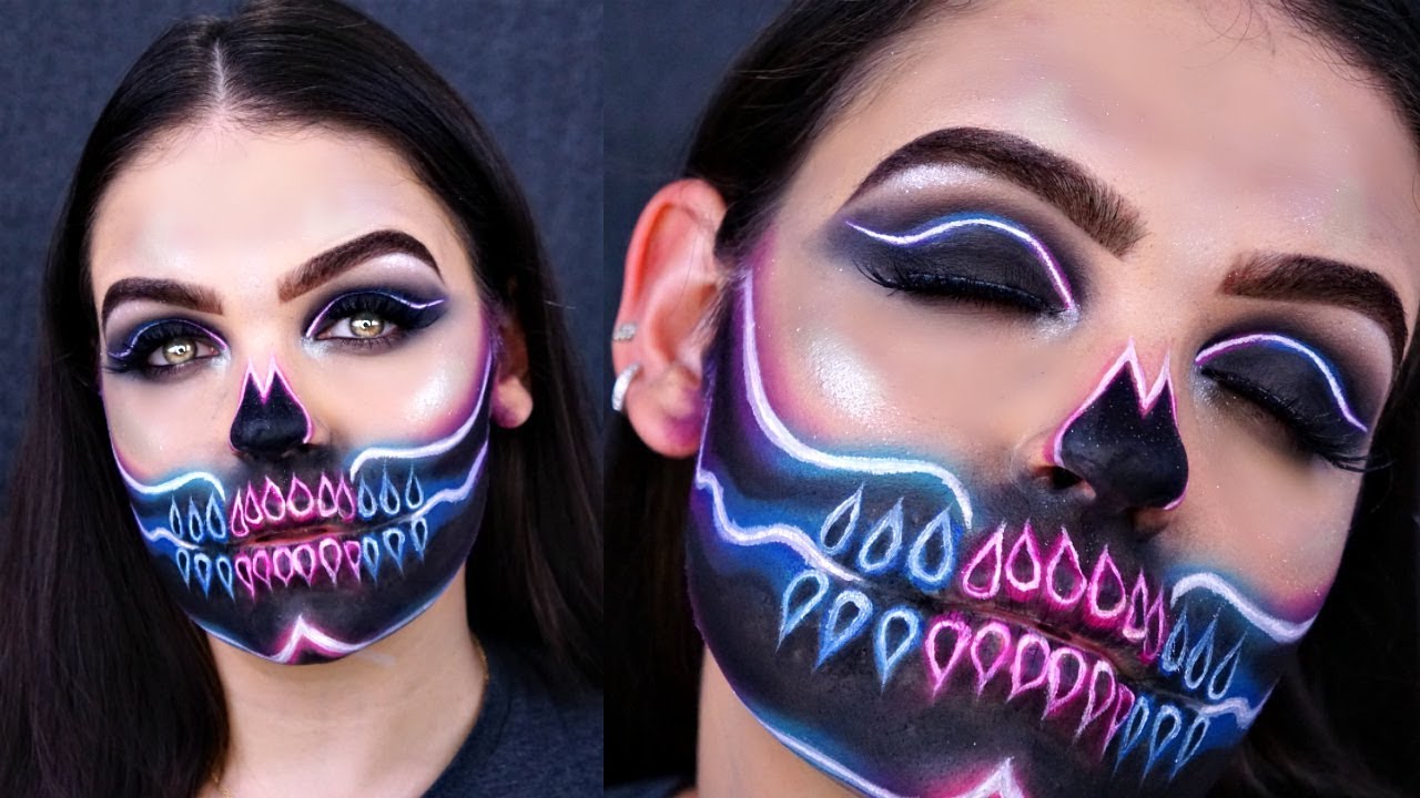 Neon Skull Halloween Makeup Tutorial