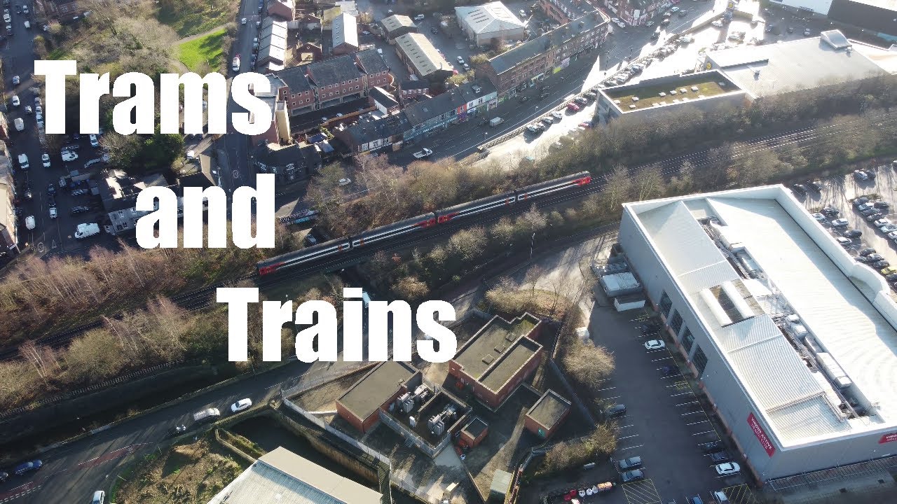 4K drone footage of trams and trains in Sheffield
