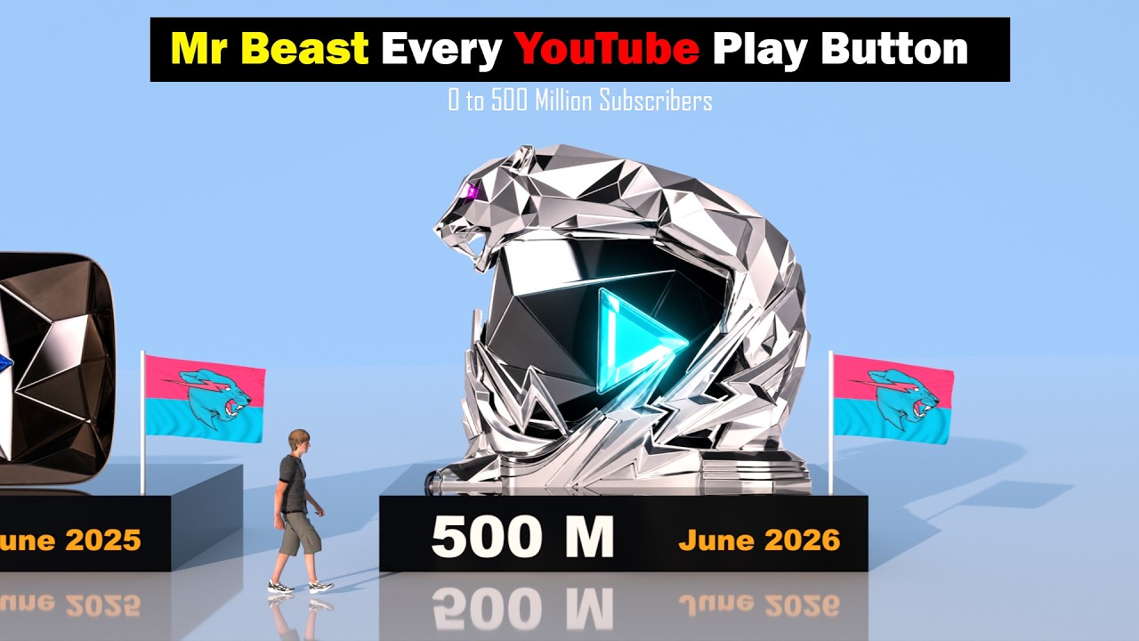 MrBeast Every YouTube Play Button from 0 to 500 Million Subscribers #MrBeast #YouTube #PlayButton