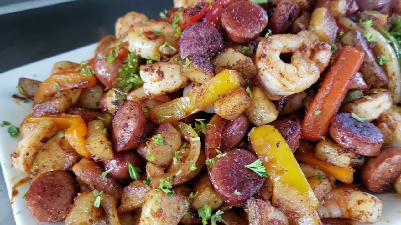 Cajun Style Shrimp and Sausage on the Blackstone Griddle