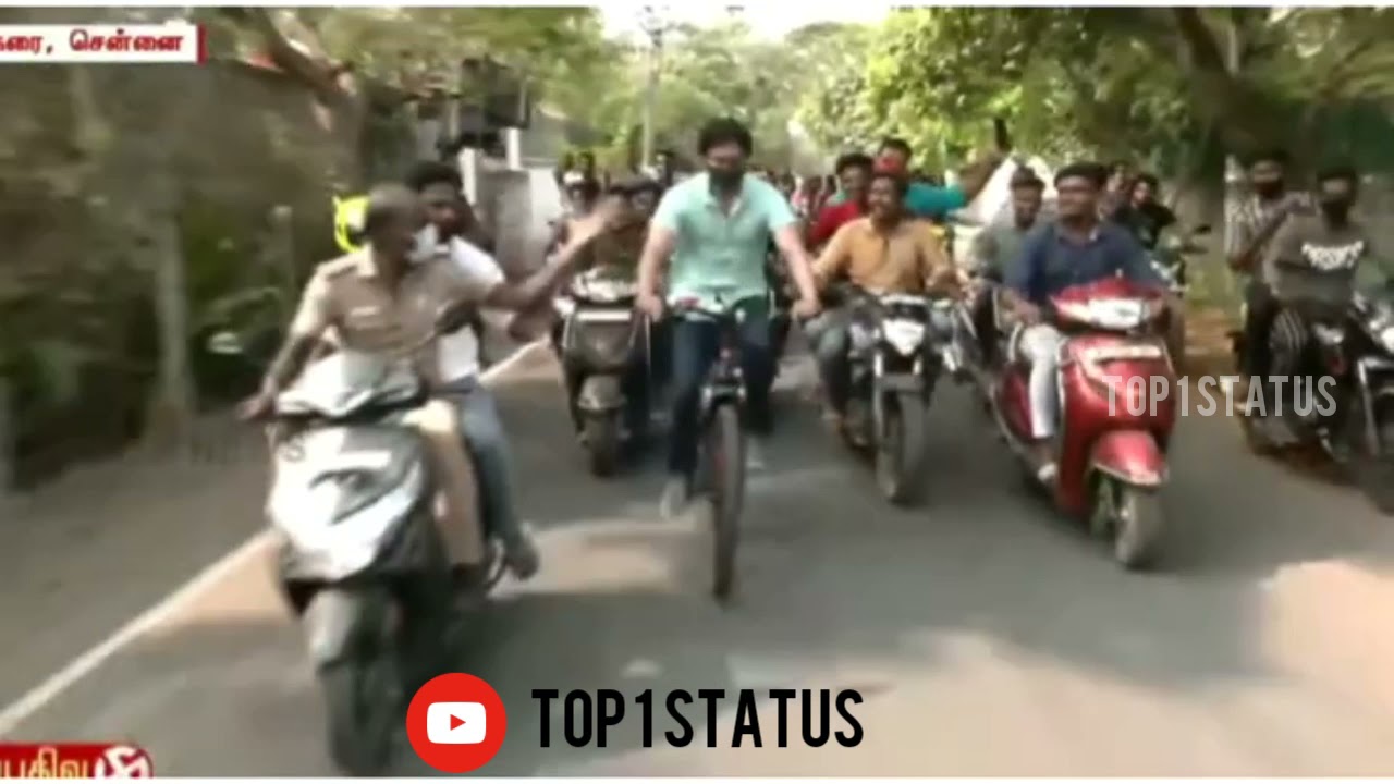 Thalapathy Vijay Cycle ride for voting|| Vathi coming..