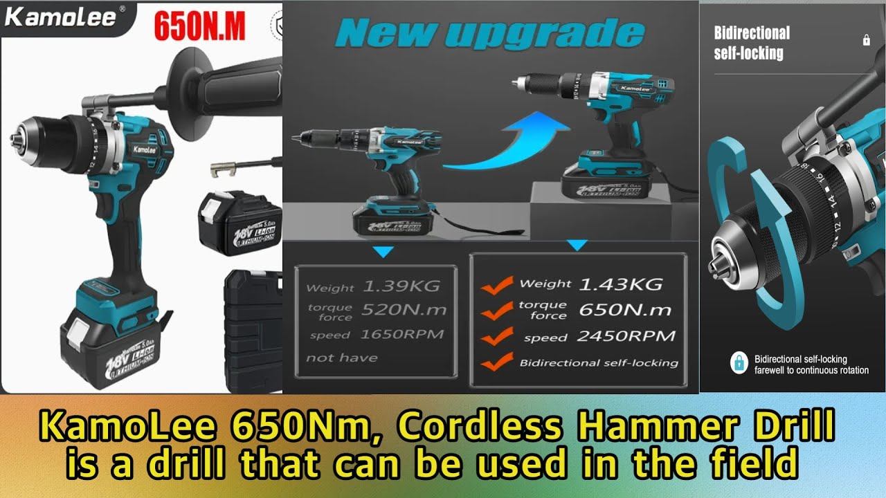 KamoLee 650Nm, Cordless Hammer Drill is a drill that can be used in the field