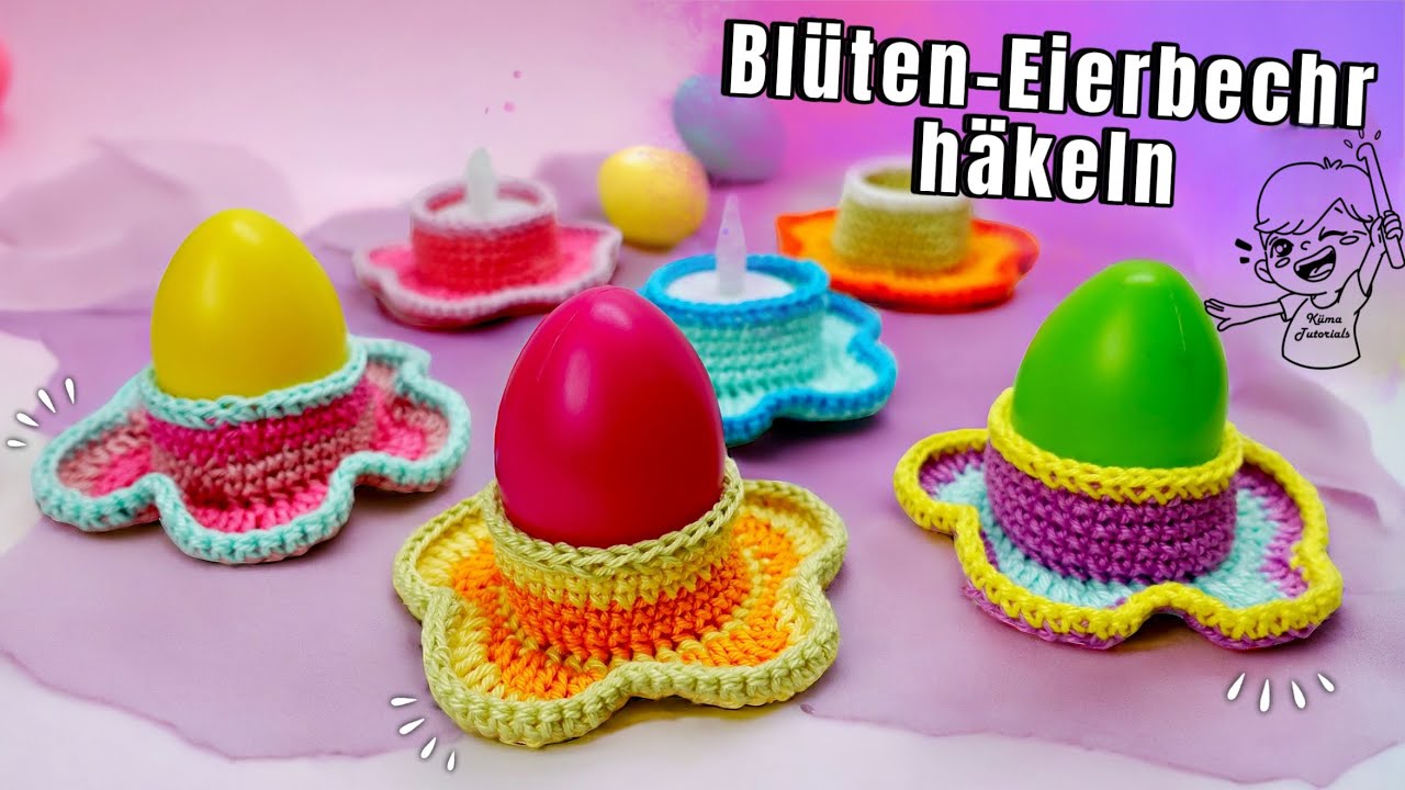 Einfache 🌸 Blüten Eierbecher🌺 häkeln | oder für LED