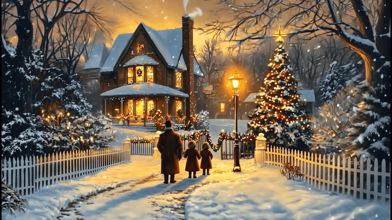 Perfect Christmas Background Music 🎄  Cozy Cabin & Snowy Night
