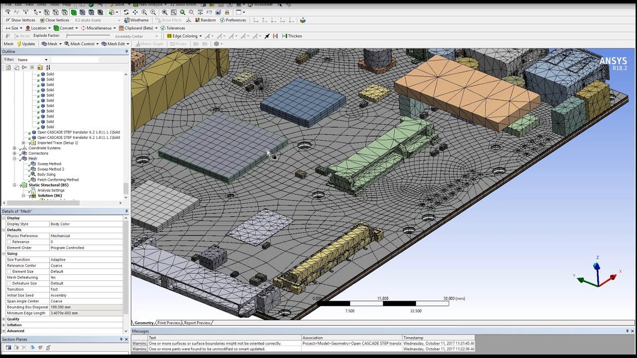 Анализ коробления печатной платы ANSYS, часть 2: построение сетки и настройка