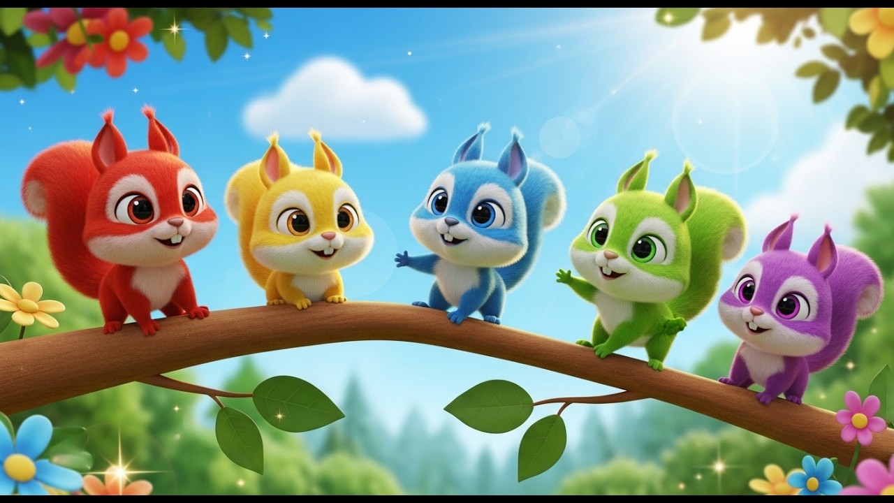 Cinq Petits Écureuils qui Grimpent, Grimpent | Chanson de la Forêt pour Enfants