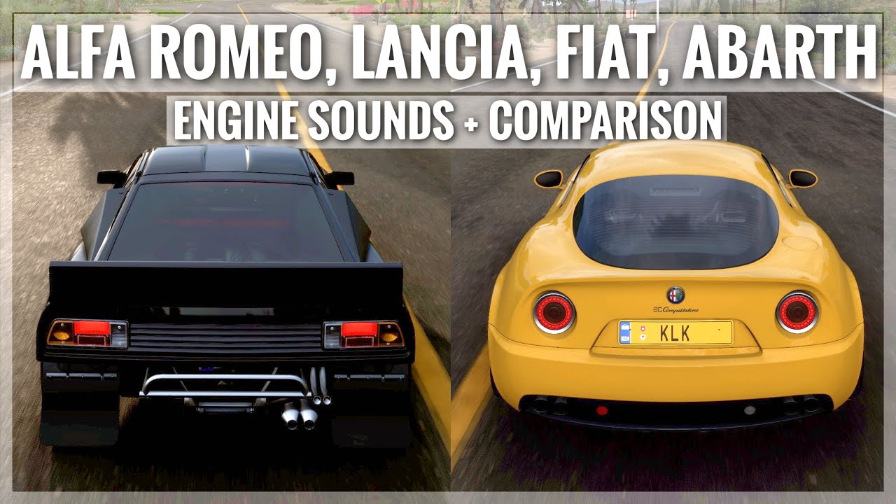 Forza Horizon 5 Car Sounds from Abarth, Alfa Romeo, Fiat, Lancia! Sound Comparison vs Horizon Titles