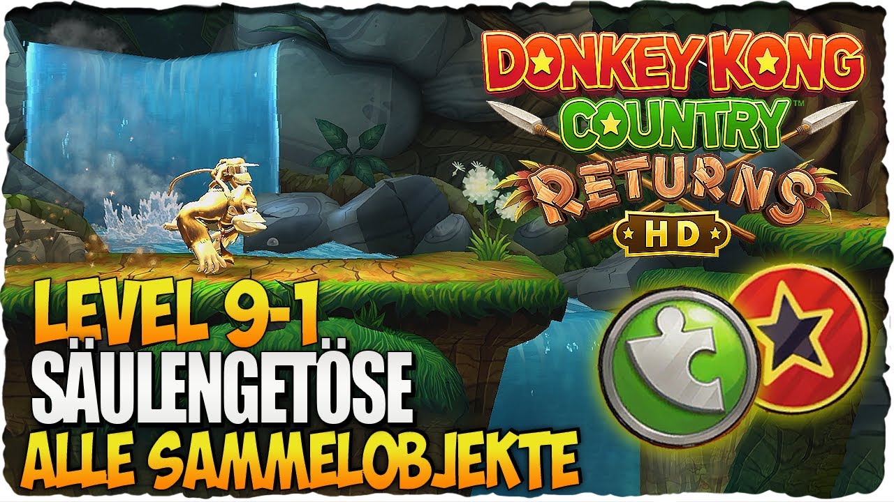 Level 9-1 Säulengetöse | Alle Sammelobjekte | Donkey Kong Country Returns HD