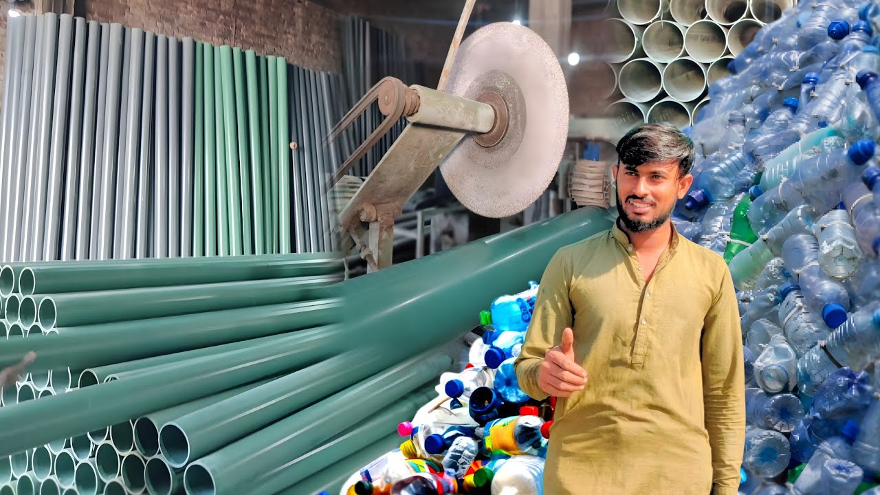 How to make PVC pipe from old plastic bottles | Mass production | PVC pipe manufacturing