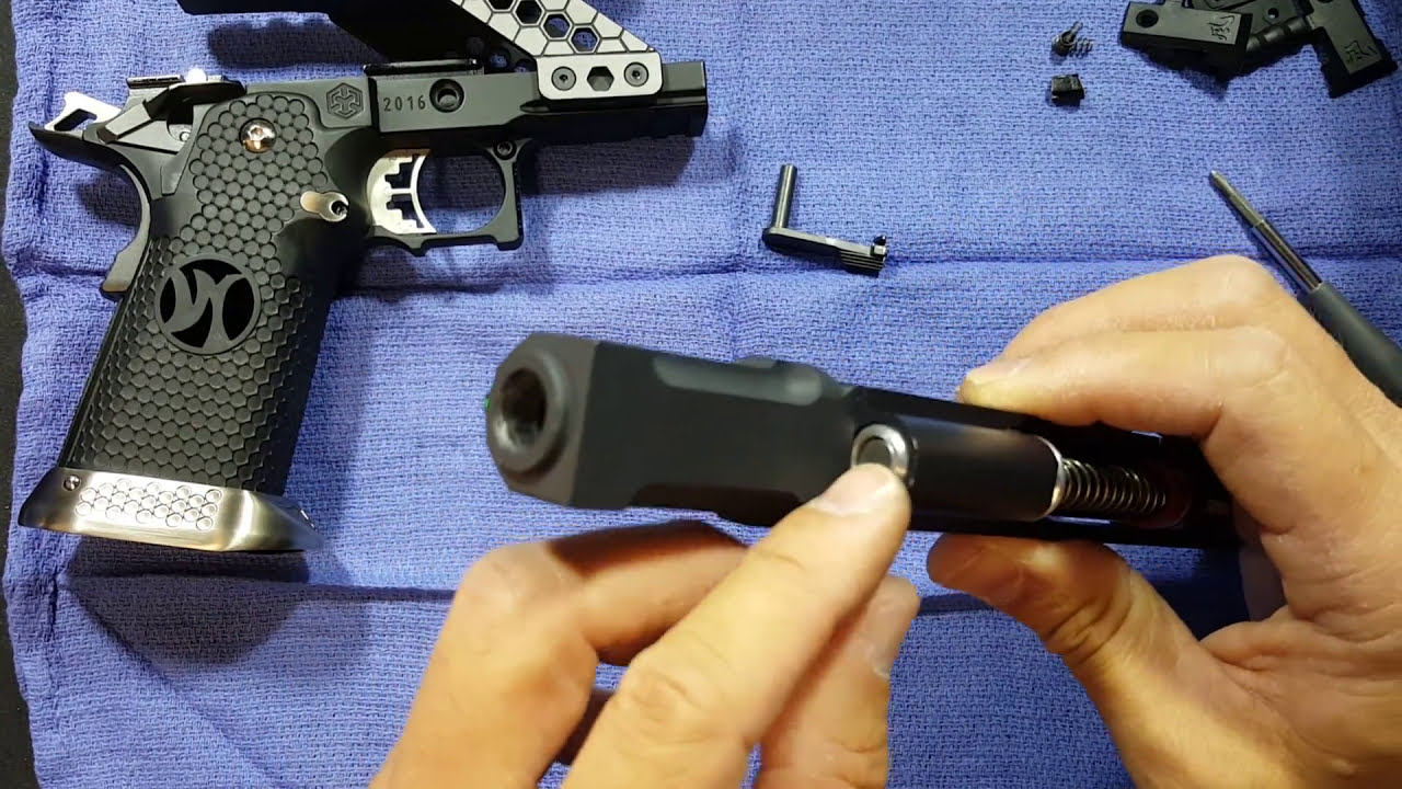 How to remove recoil spring and guide rod: Armorer Works Custom HX2401 Wind Velocity Airsoft Pistol