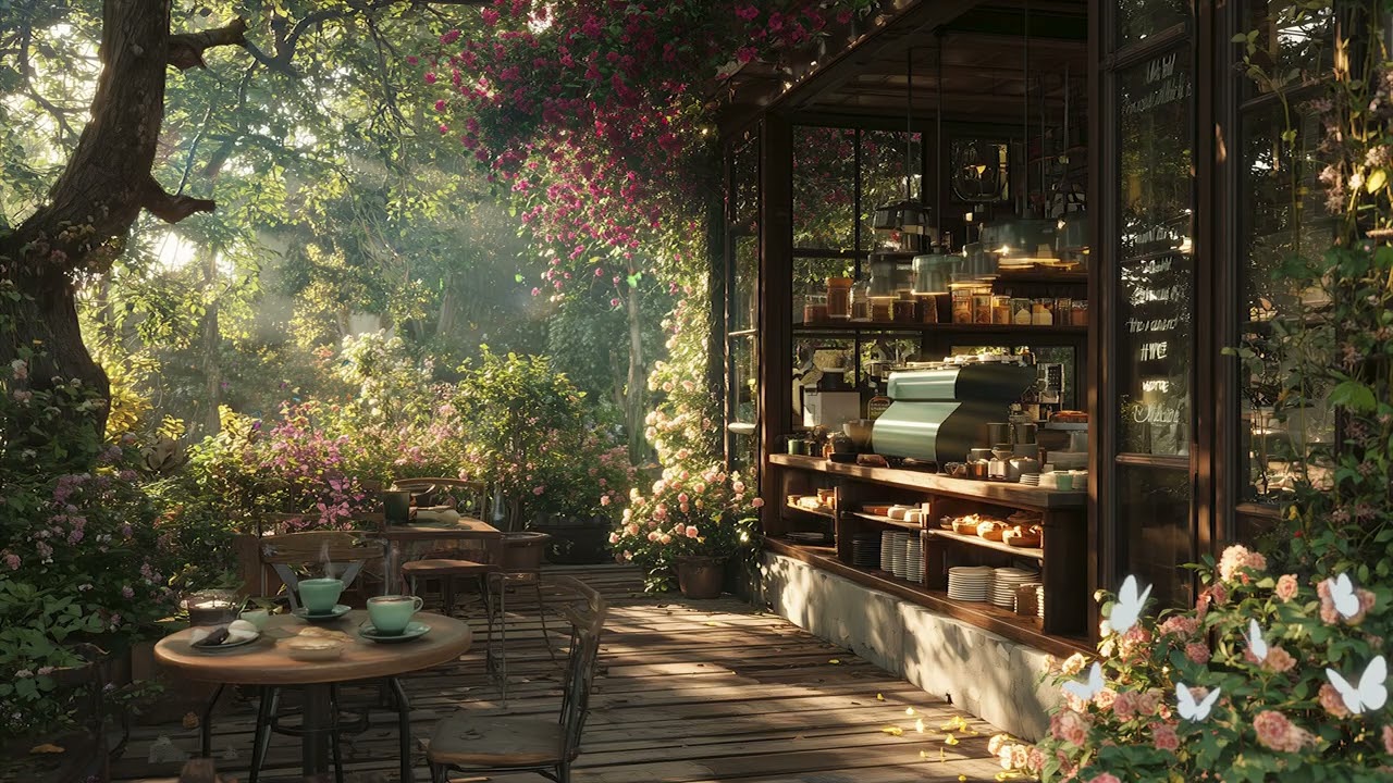 Spring Garden Coffee Jazz Ambience 🌸 Soft Morning Music for Focus & Work