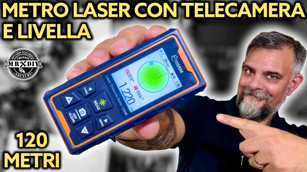 Metro laser da 120 metri con telecamera e livella digitale, impermeabile ricaricabile Cigman CD120G