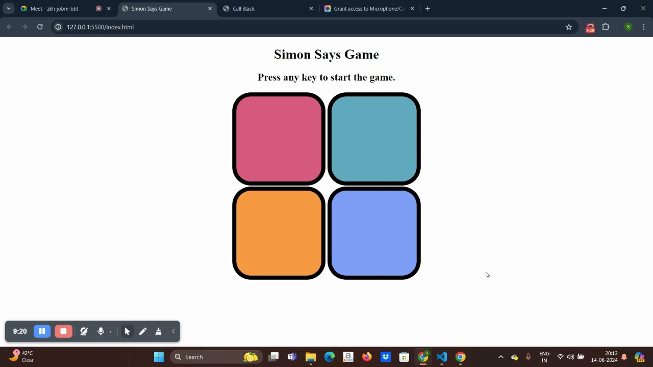 Backend Class II 5 By Saurabh Sir II Topic  Simon Says Game JavaScript Project