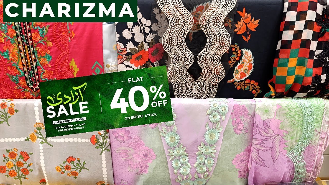 Charizma Flat 40%Off Sale♥️Charizma Azadi sale♥️Charizma unstitched Collection 
