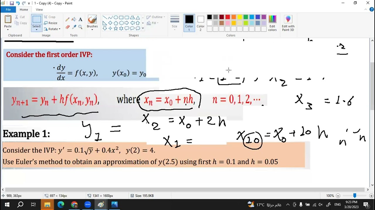 AUM - CH 2.6: A Numerical Method - (Euler’s Method) - differential equations شرح