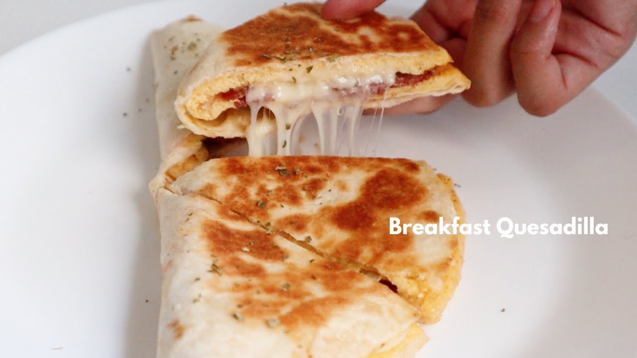 BREAKFAST QUESADILLA WITH EGGS, CHEESE, & BACON
