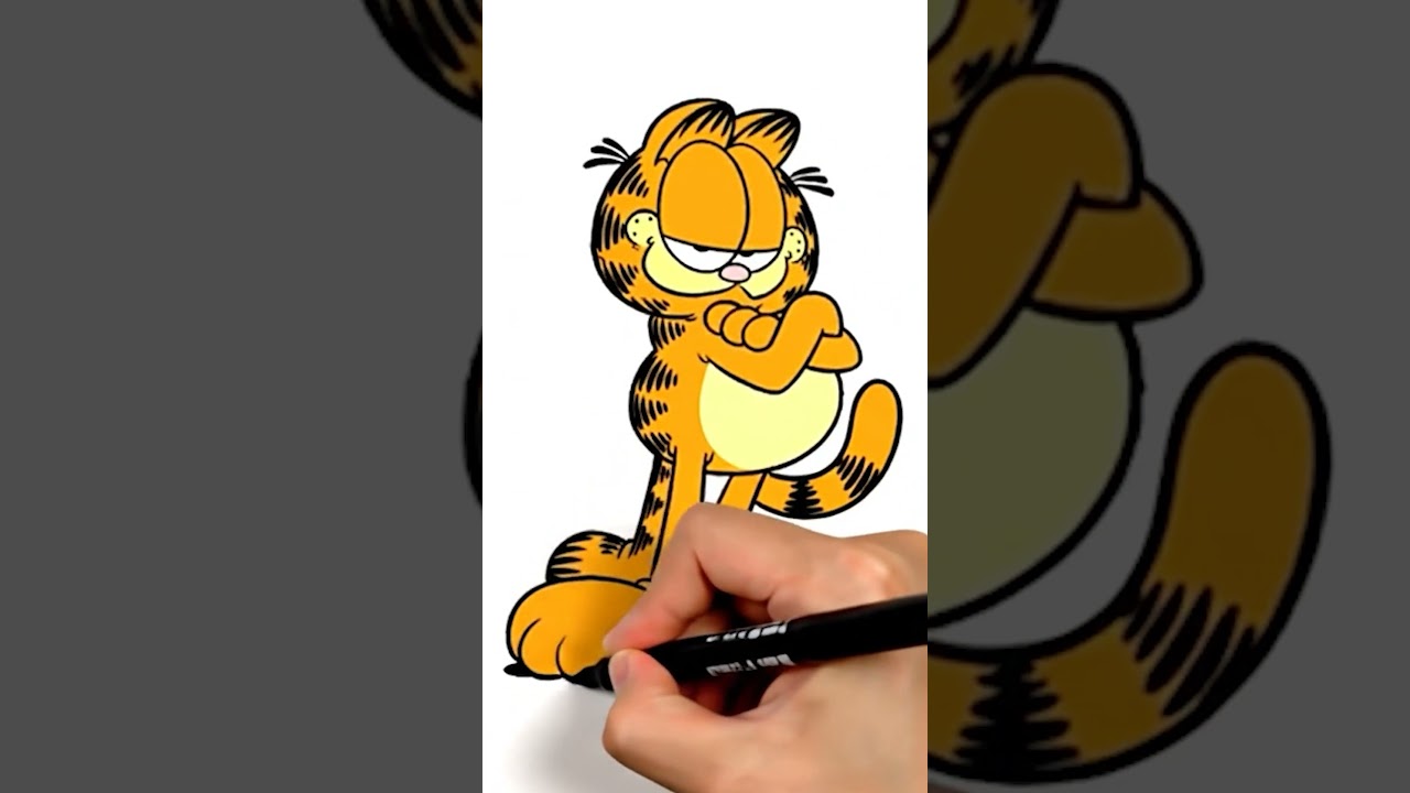 popular cartoon  Garfield cat character fan art drawing  #drawing #drawingtechniques #art #fanart
