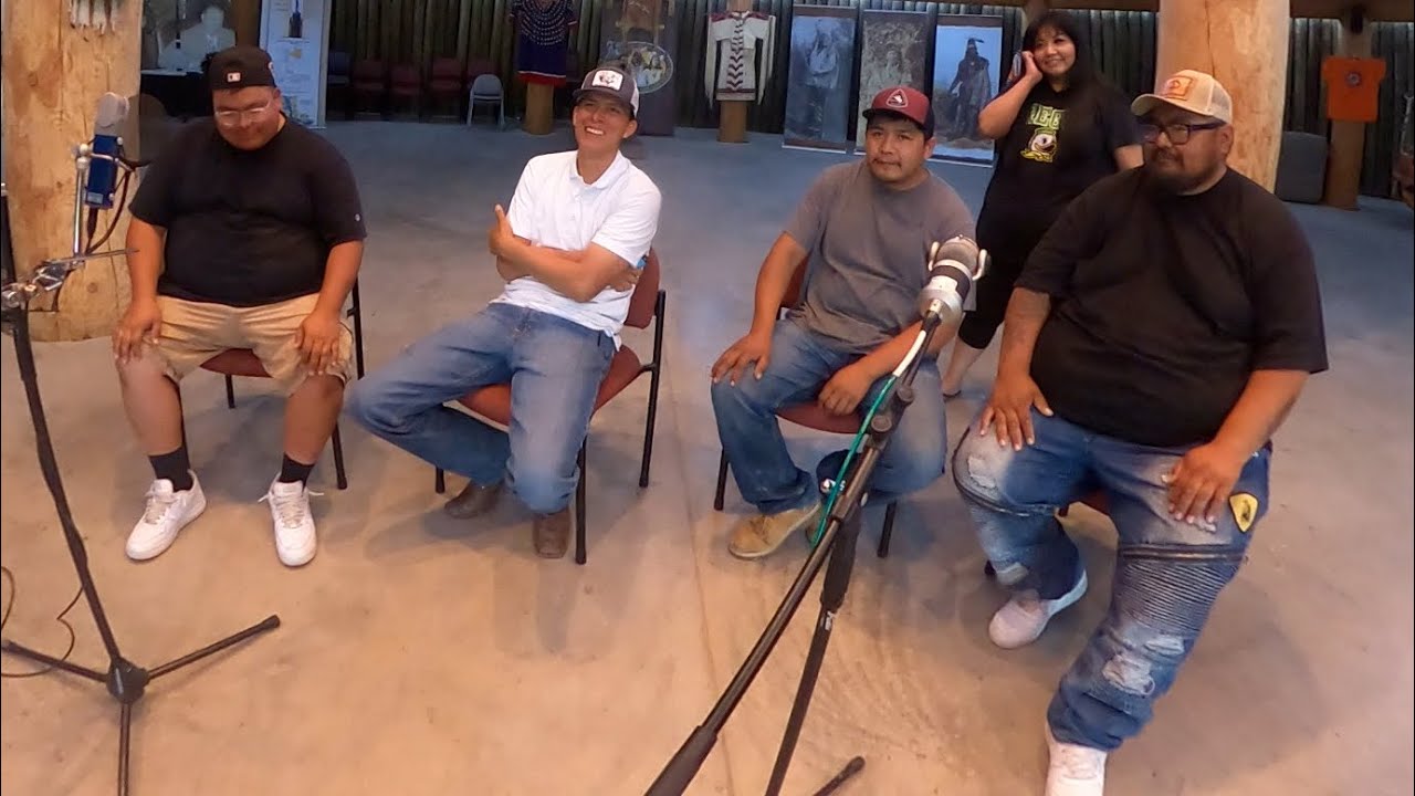 Terrence Morgan Sr and Friends sharing a song at the MHA Earth Lodge Village in New Town ND