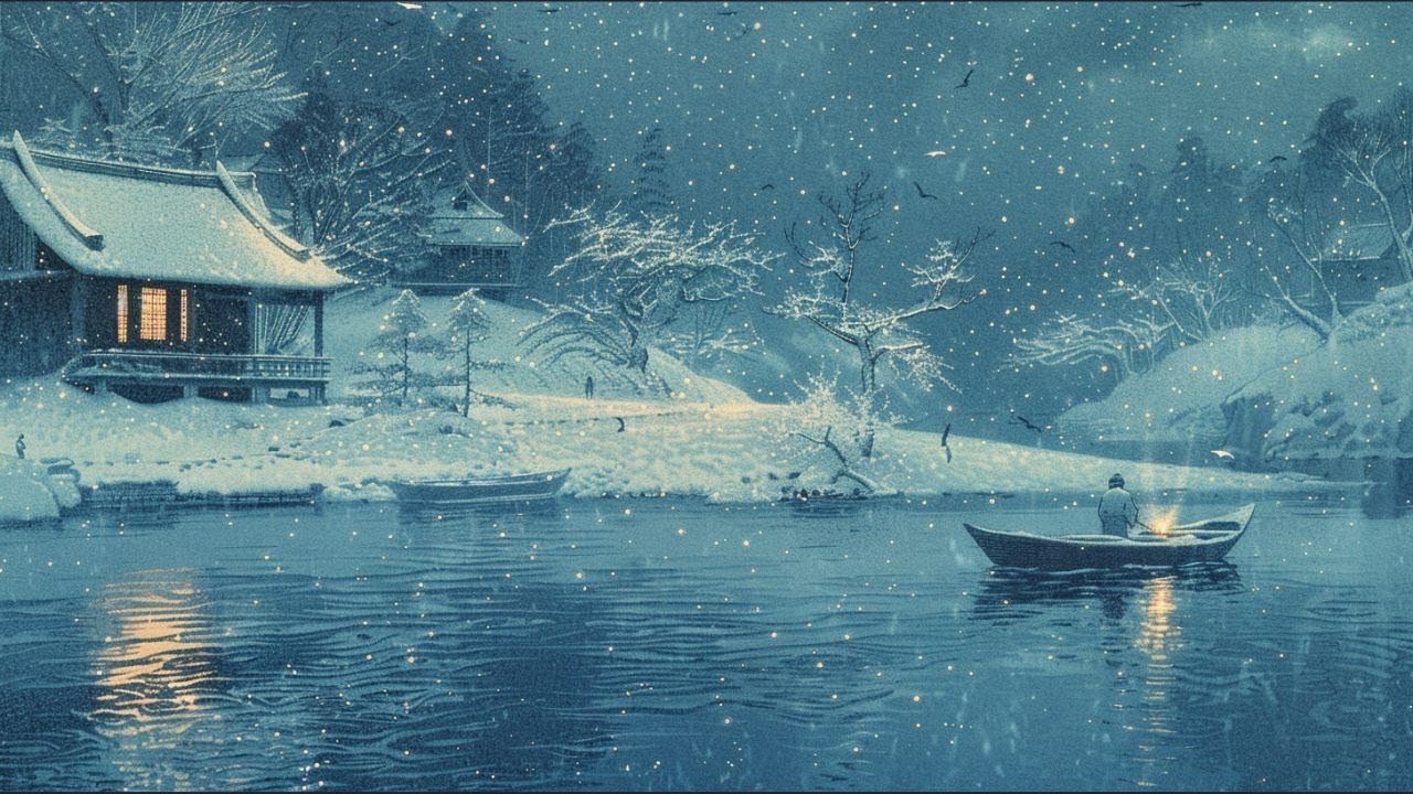Silent Snowfall on the River | 3 Hours of Edo-Inspired Japanese Ambient